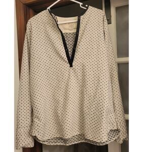 Ace & Jig cotton long sleeve black and white swiss dot blouse. Medium
